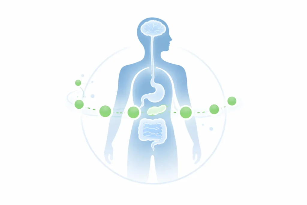 illustration representing metabolic balance and blood sugar regulation in the human body