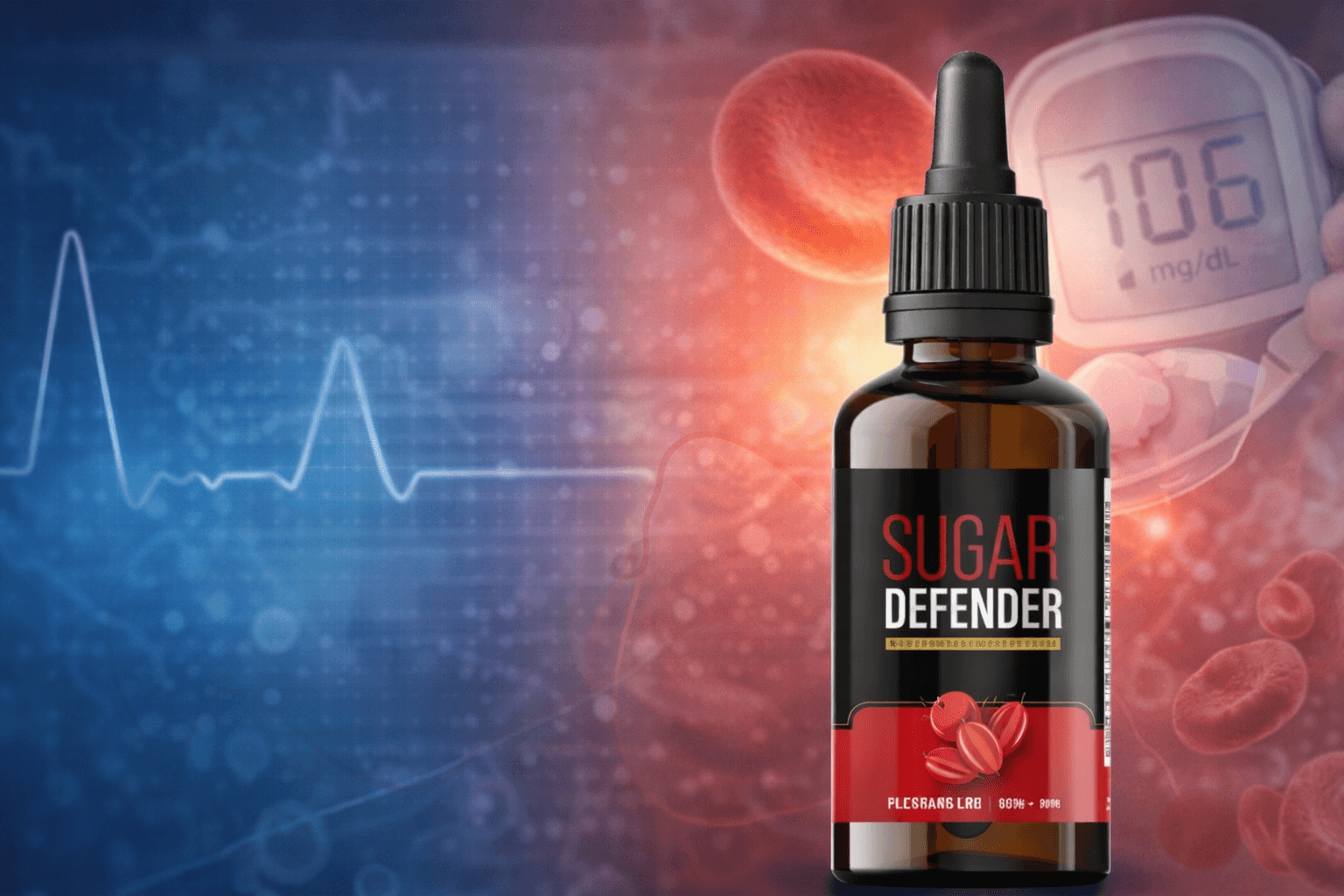 Sugar Defender liquid supplement bottle for blood sugar support and metabolic health